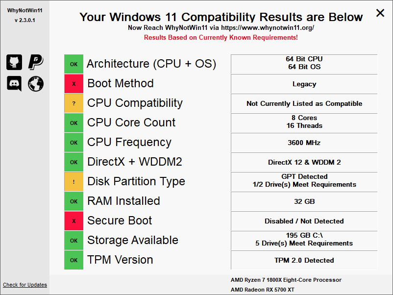 WhyNotWin11 - Windows 11 PC Health Check